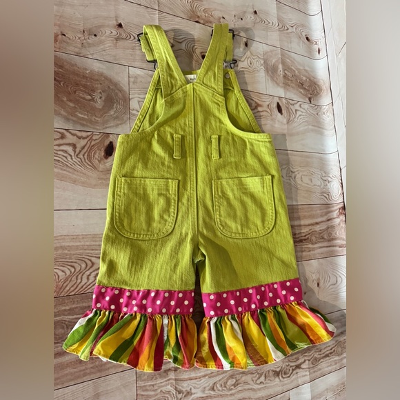 Bizi Bodi Lime Green Kids‎ Overalls Size 2T Quirky Cute| Whimsical Kid wear - Picture 4 of 8